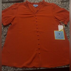 Cece Burnt orange work blouse